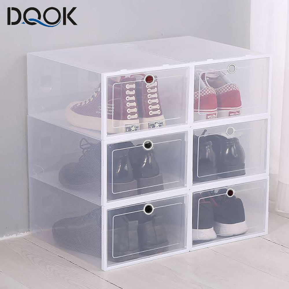 Shoe Box Display - 6팩 투명 신발 정리함 두꺼운 접이식