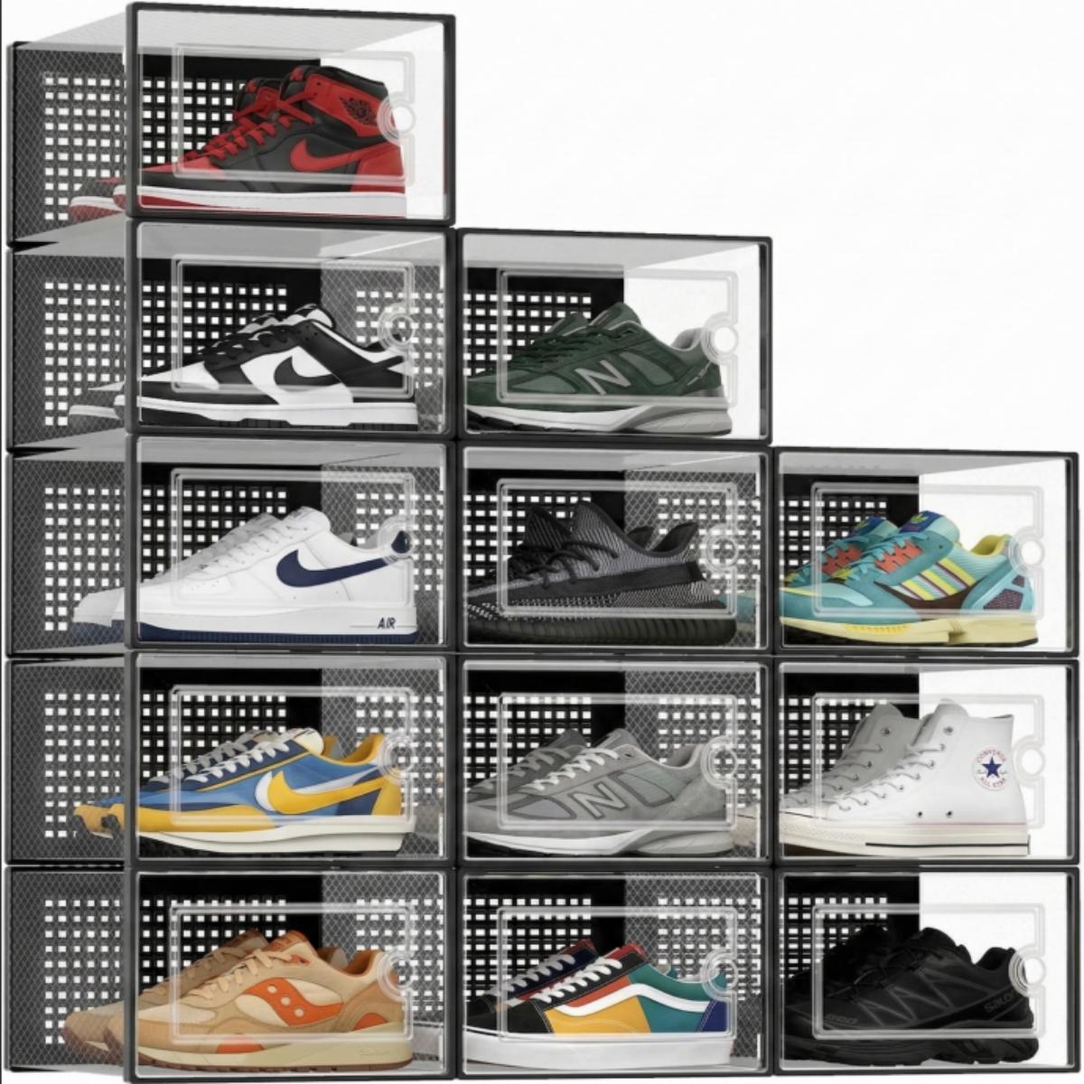 12개입 투명 플라스틱 신발 보관함 (앞면 개폐 도어  - Shoe Box Display 리뷰 및 가격