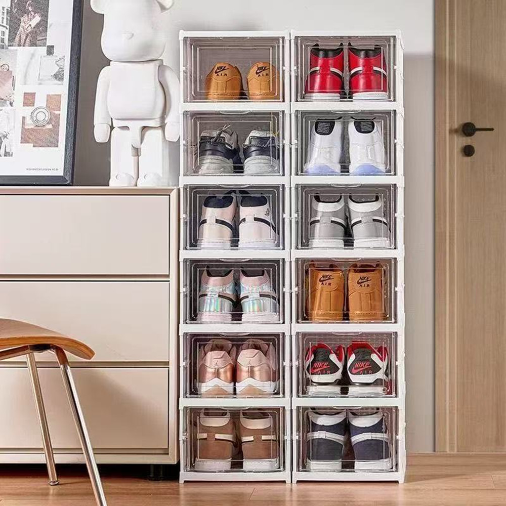 방진 6단 접이식 신발 정리함, 쌓을 수 있는 투명 두 - Shoe Box Display 리뷰 및 가격