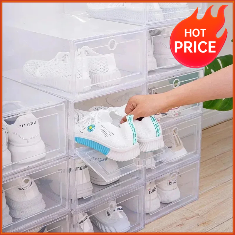 6pcs 투명 신발 상자 쌓을 수있는 신발 케이스 보관 - Shoe Box Display 리뷰 및 가격